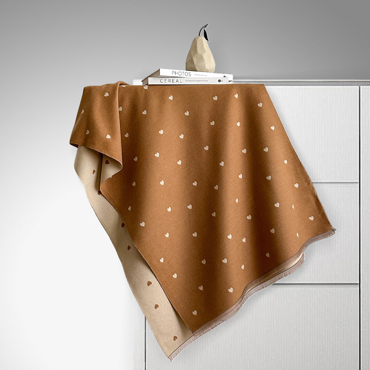 Écharpe double face en imitation cachemire – Motif cœur