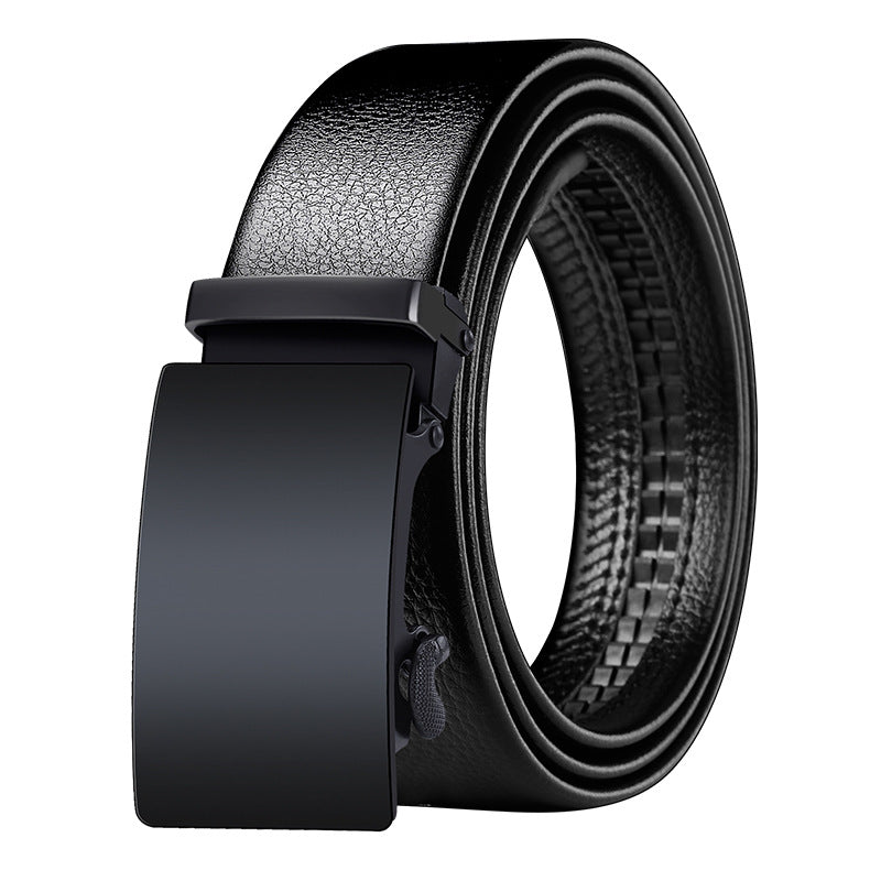 Ceinture homme à boucle automatique en simili cuir – Motif carré