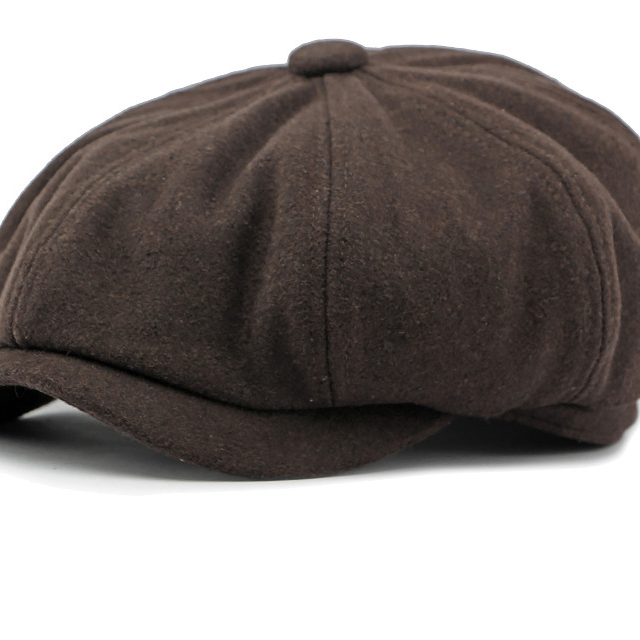 Béret octogonal en laine mixte – Style gavroche rétro, taille unique