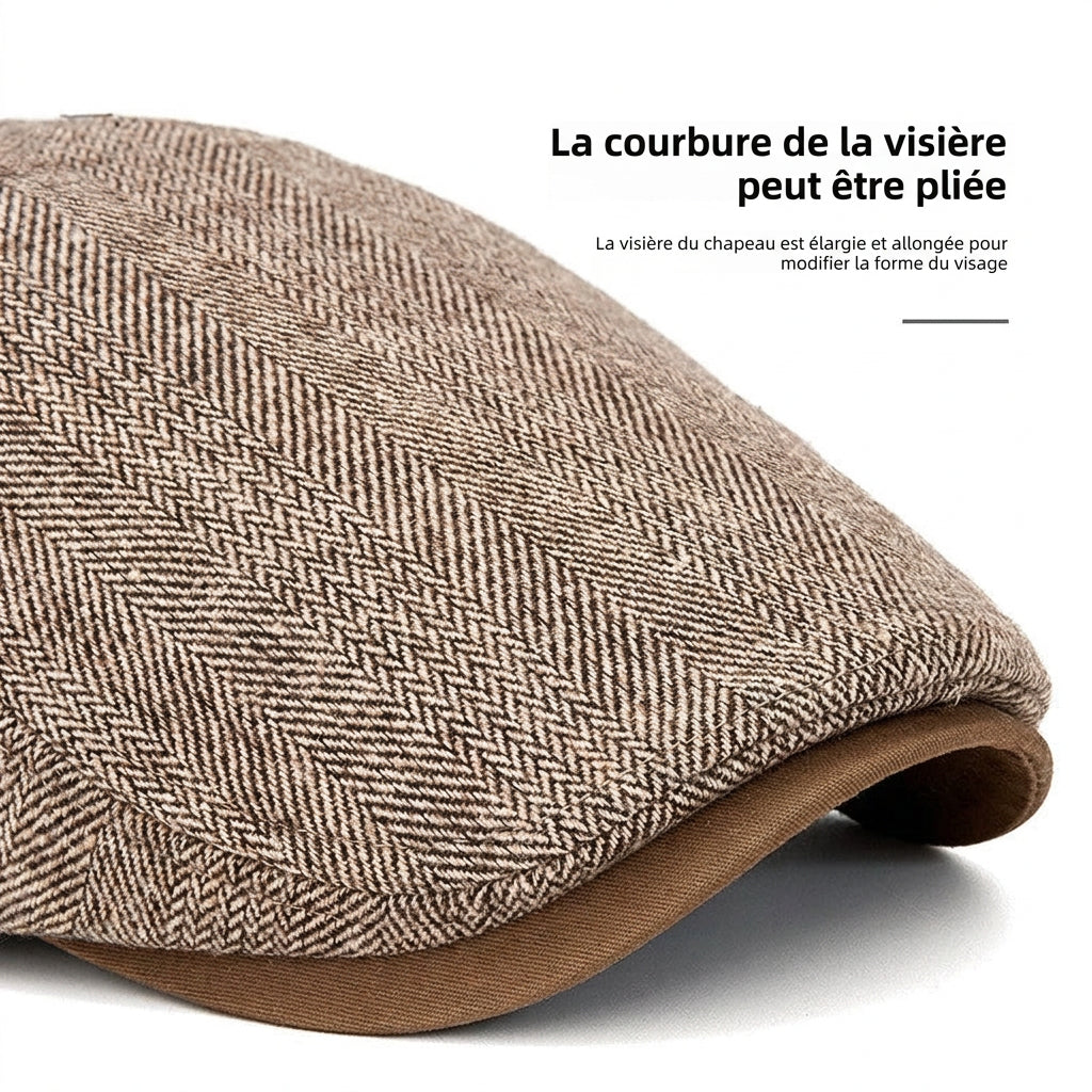 Casquette plate rayée homme – Effet velours