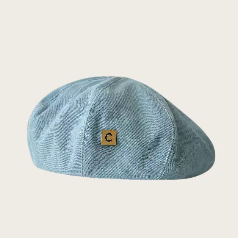 Béret femme effet denim délavé – Motif cœur
