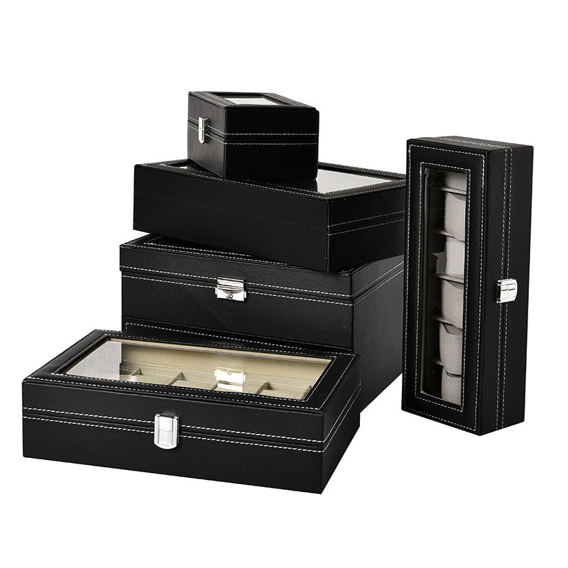 Boîte à montres en simili cuir – Fenêtre transparente, 3 à 24 montres