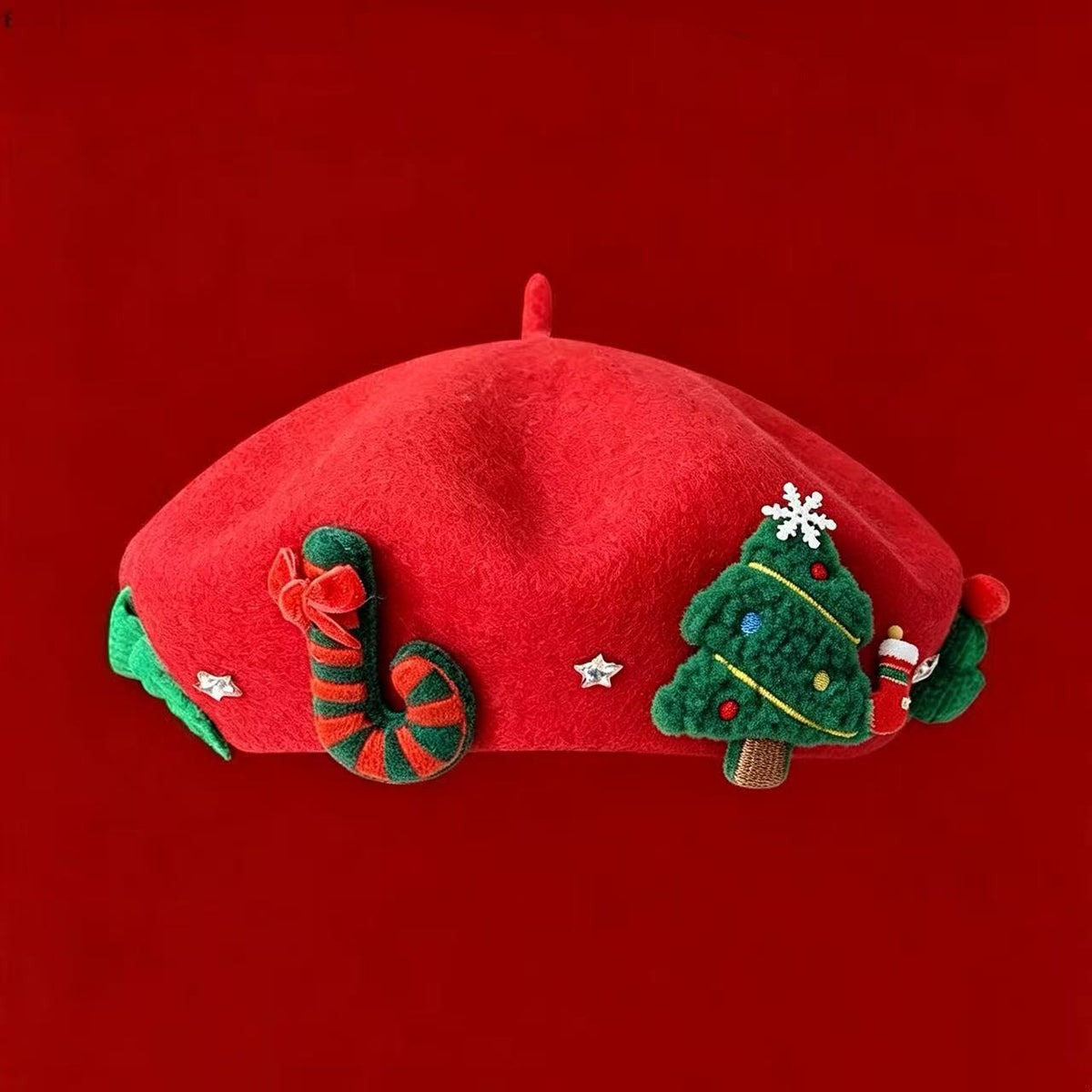 Béret de Noël en laine mélangée – Nœud ou Père Noël