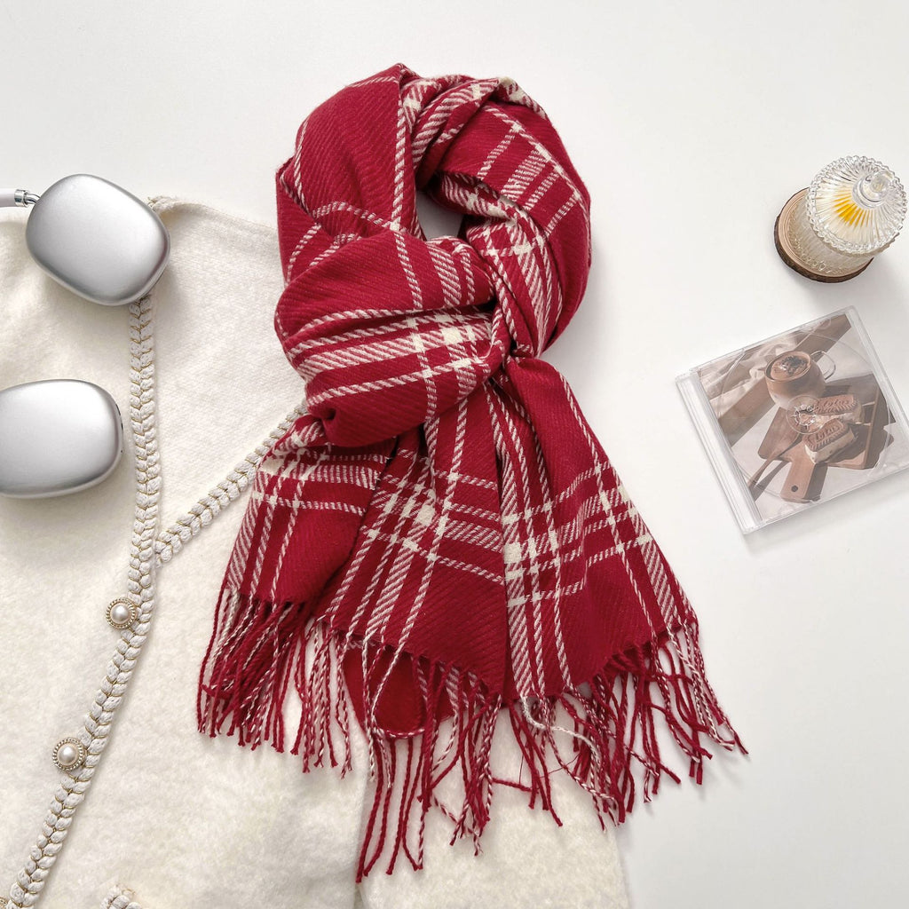 Écharpe bicolore à franges – Élégance et chaleur hivernal