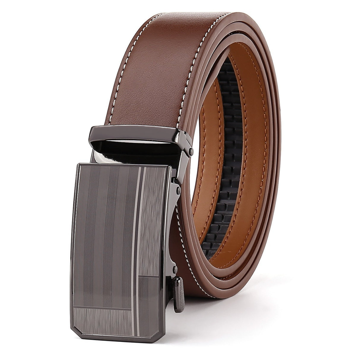Ceinture homme en cuir à boucle automatique – Verni et losanges