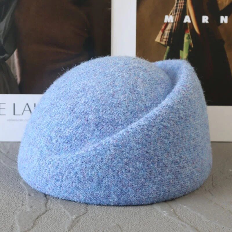 Toque pillbox asymétrique en laine mélangée – Automne-hiver