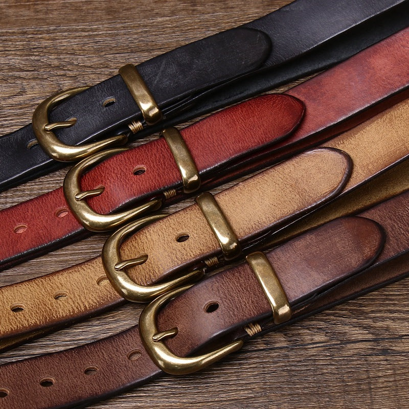Ceinture en cuir pleine fleur à boucle ardillon – Style vintage