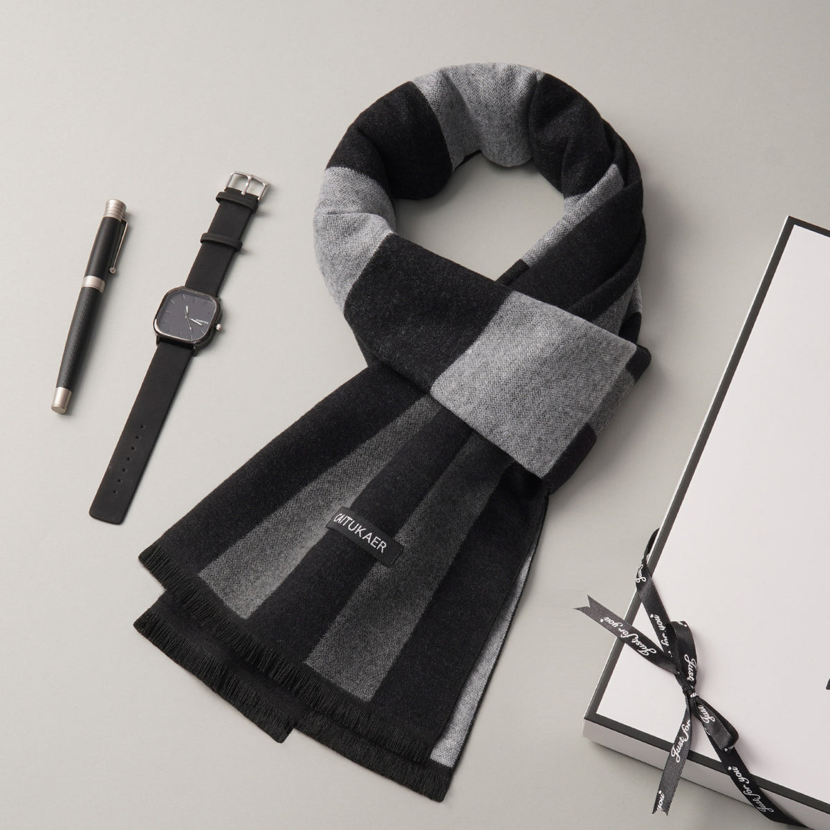 Écharpe fine à carreaux homme – Chaude et légère, automne-hiver