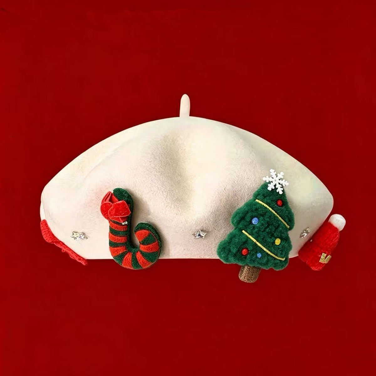 Béret de Noël en laine mélangée – Nœud ou Père Noël