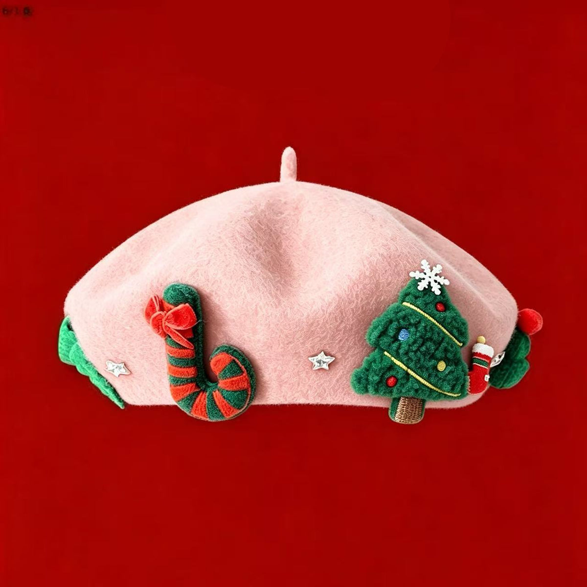 Béret de Noël en laine mélangée – Nœud ou Père Noël