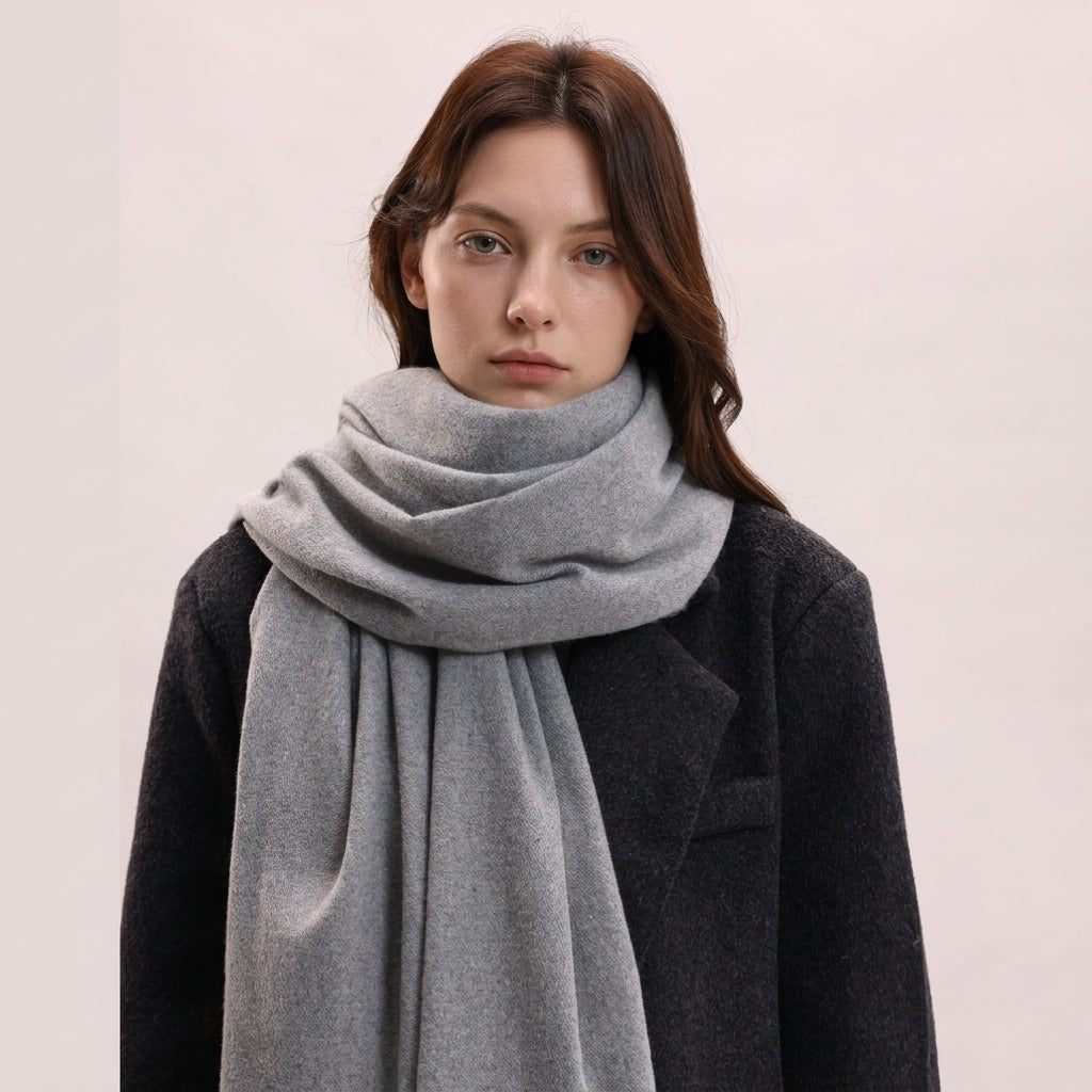 Écharpe longue effet cachemire à franges – Élégance hivernale