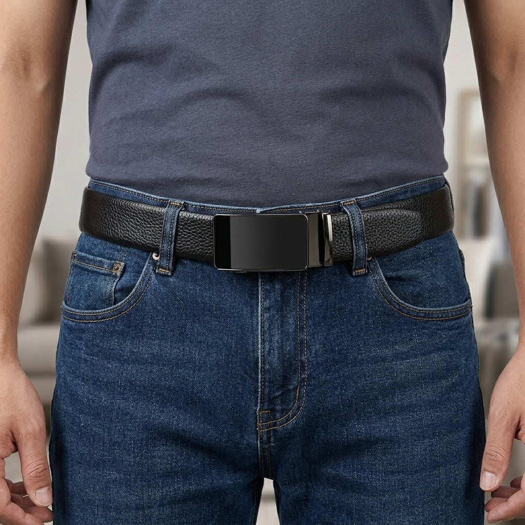 Ceinture homme business en cuir verni – Boucle automatique