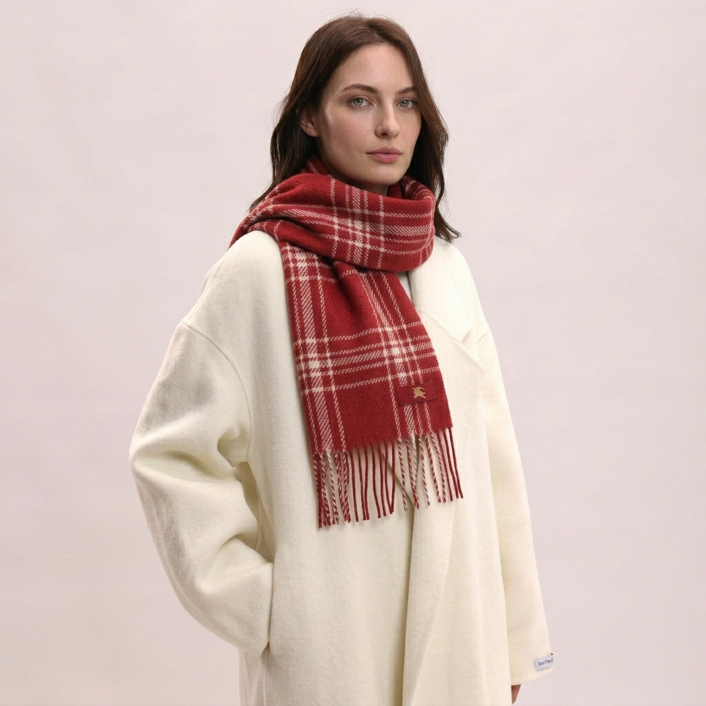 Écharpe bicolore à franges – Élégance et chaleur hivernal