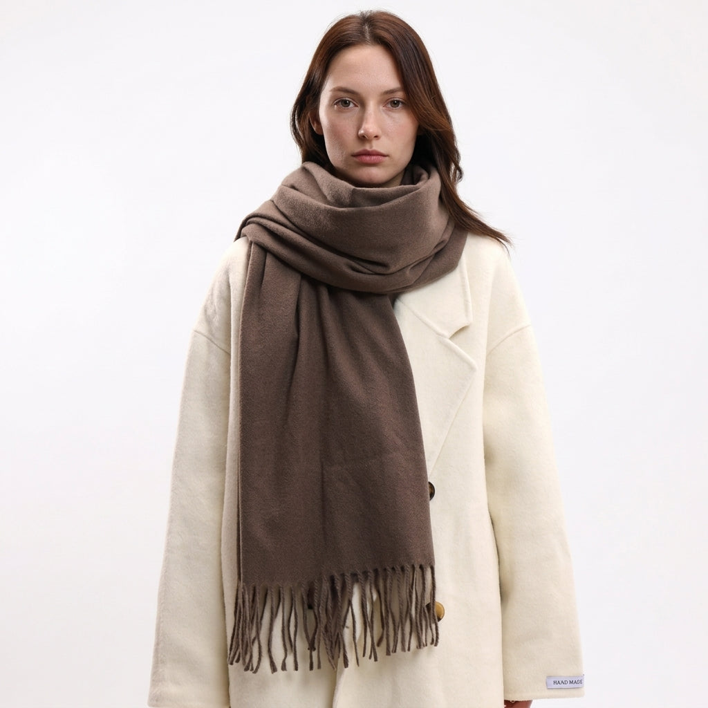 Écharpe longue effet cachemire à franges – Élégance hivernale