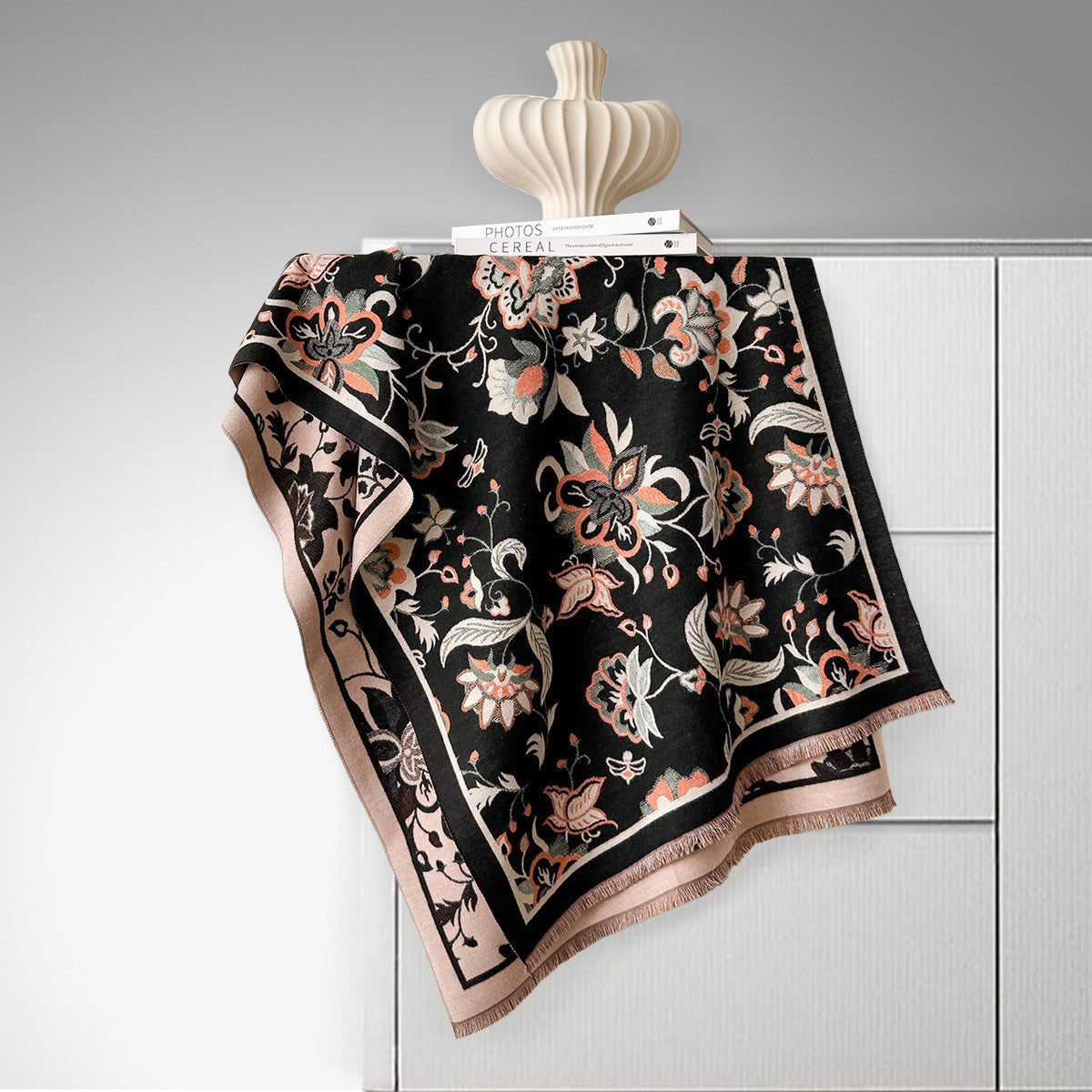 Écharpe double face en imitation cachemire – Motif cœur