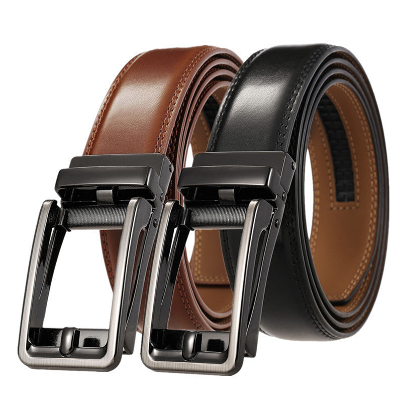 Ceinture homme en cuir à boucle automatique – Motif floral gaufré