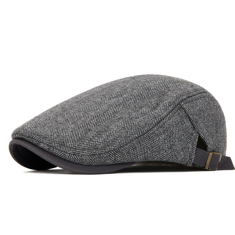 Casquette plate rayée homme – Effet velours