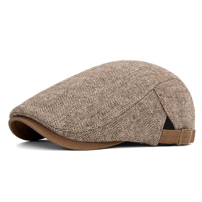 Casquette plate rayée homme – Effet velours