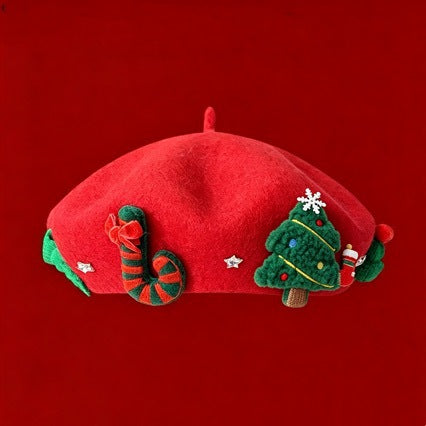 Béret de Noël en laine mélangée – Nœud ou Père Noël