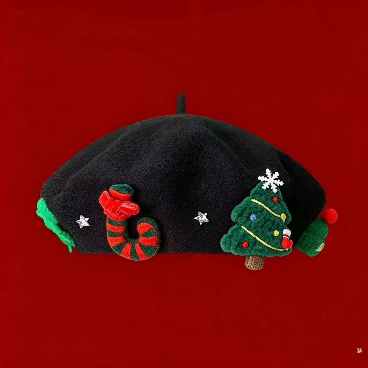 Béret de Noël en laine mélangée – Nœud ou Père Noël