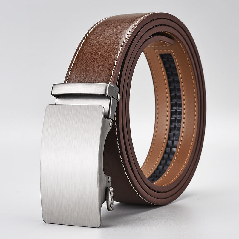 Ceinture homme en cuir à boucle automatique – Finition curry