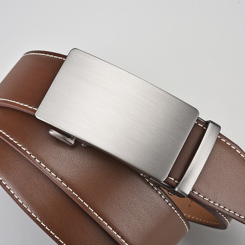 Ceinture homme en cuir à boucle automatique – Finition curry
