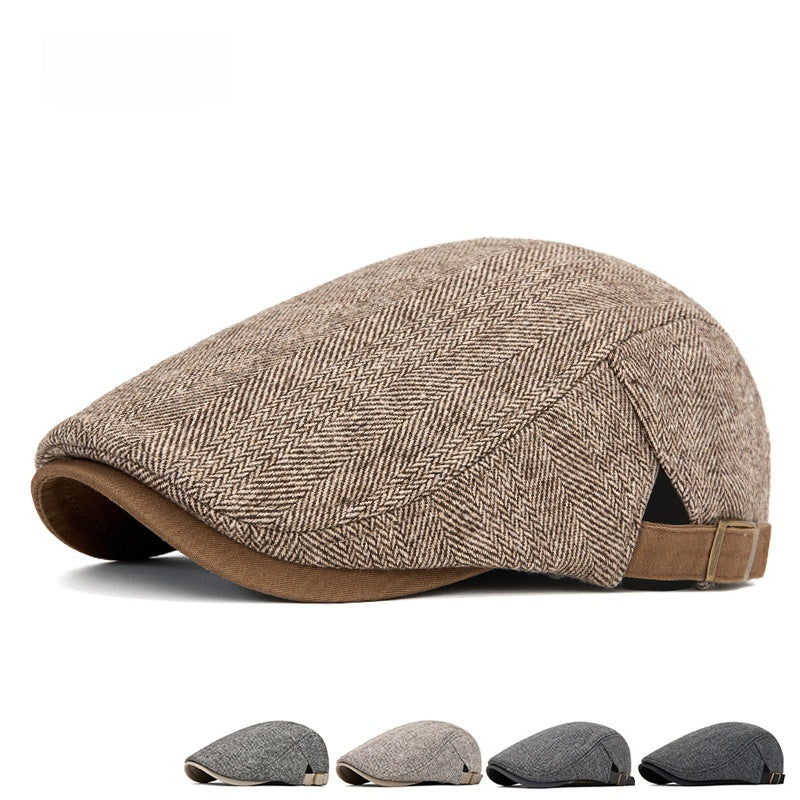 Casquette plate rayée homme – Effet velours