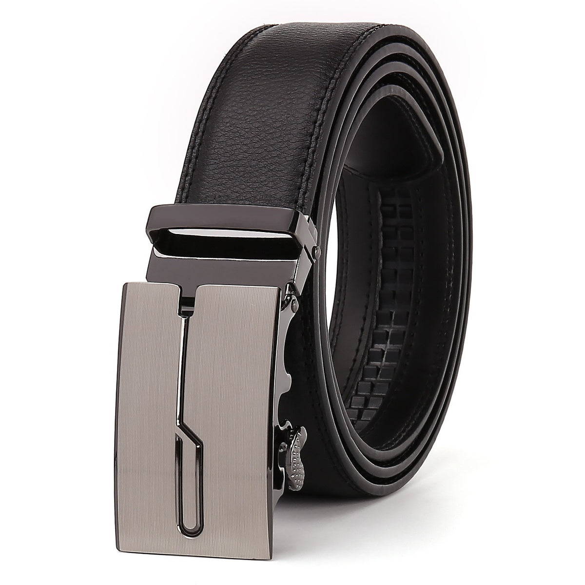 Ceinture homme en cuir à boucle automatique – Verni et losanges