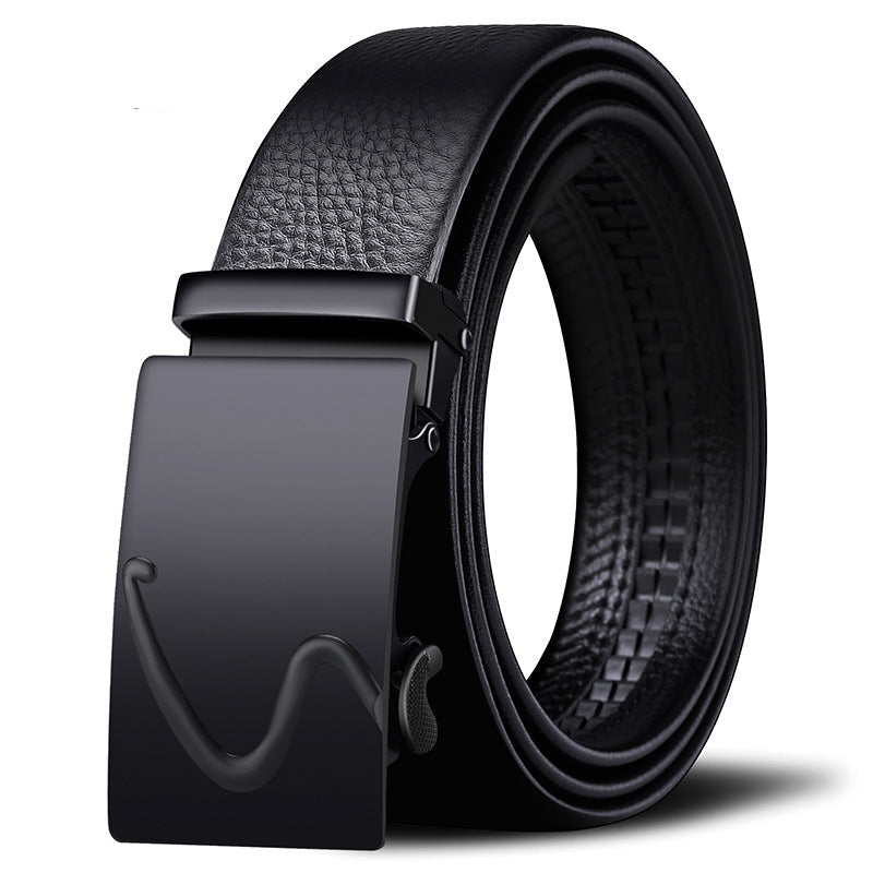Ceinture homme à boucle automatique en simili cuir – Motif carré