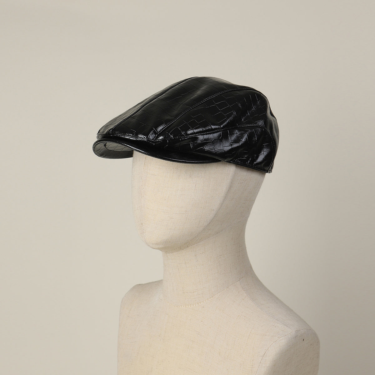Casquette gavroche en simili cuir – Style rétro