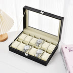 Boîte à montres en simili cuir – Fenêtre transparente, 3 à 24 montres