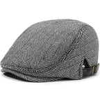 Casquette plate en coton à chevrons – Style rétro homme, réglable