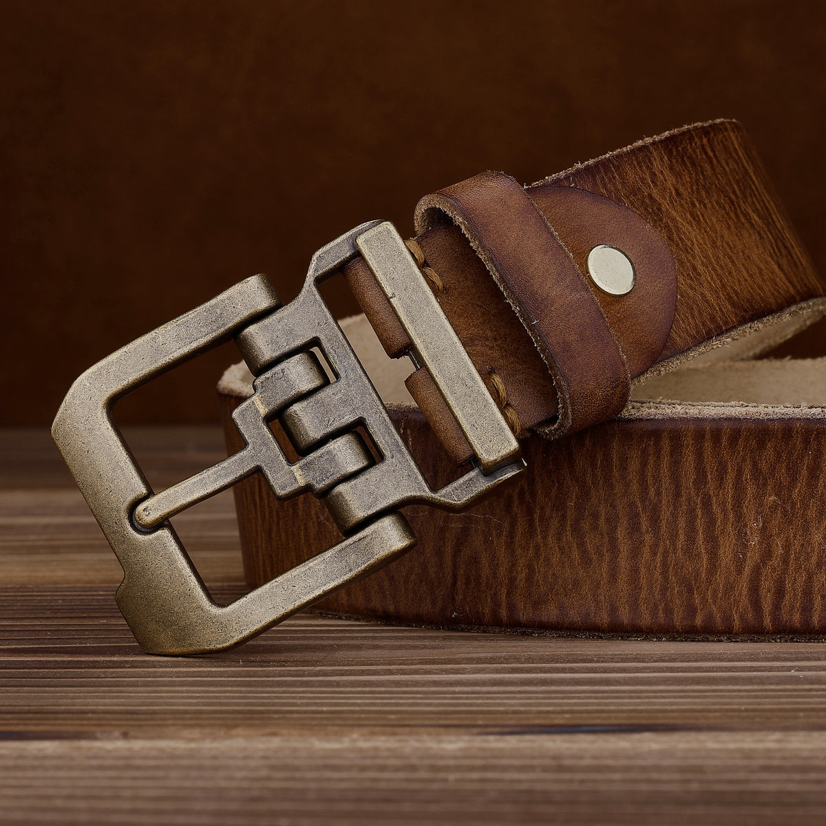 Ceinture homme en cuir pleine fleur – Style rétro américain