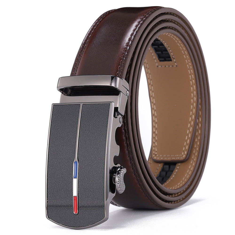 Ceinture homme en cuir de vachette – Motifs géométriques gaufrés