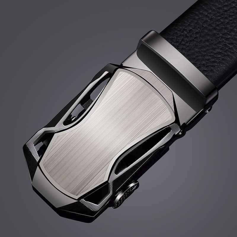 Ceinture homme à boucle automatique en simili cuir – Motif carré