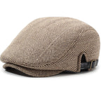 Casquette plate en coton à chevrons – Style rétro homme, réglable