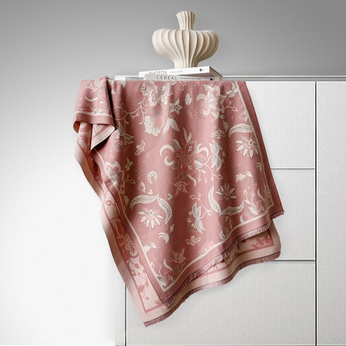 Écharpe double face en imitation cachemire – Motif cœur