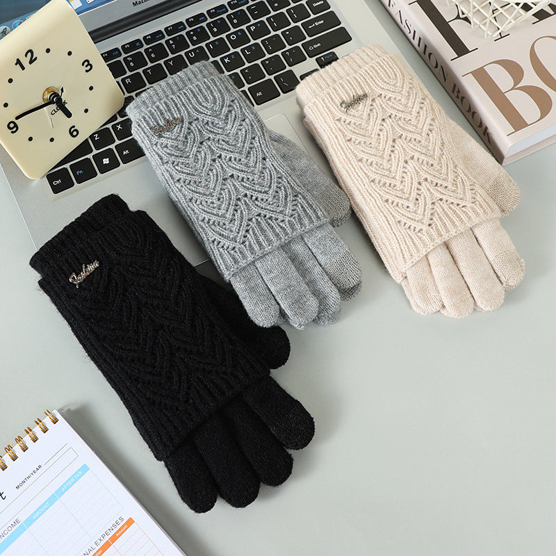 Gants 2-en-1 convertibles en laine acrylique – Écran tactile, femme