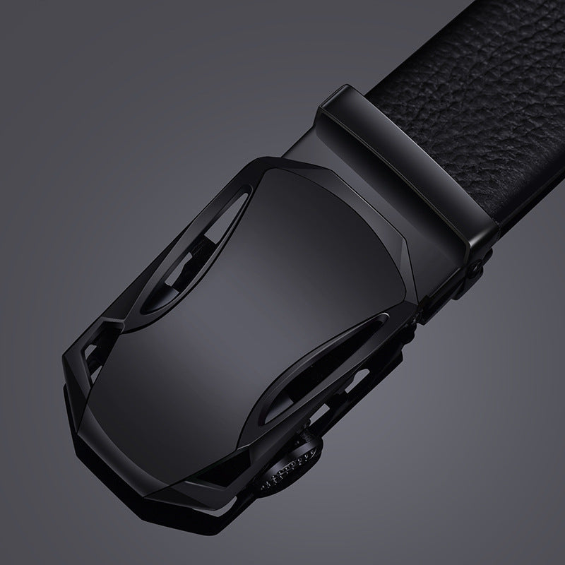 Ceinture homme à boucle automatique en simili cuir – Motif carré