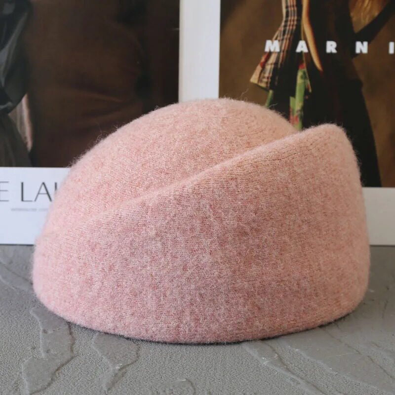 Toque pillbox asymétrique en laine mélangée – Automne-hiver