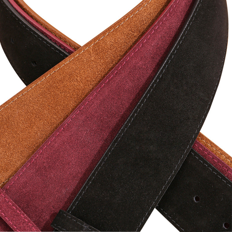 Ceinture large femme en cuir suédé mat – Boucle géométrique