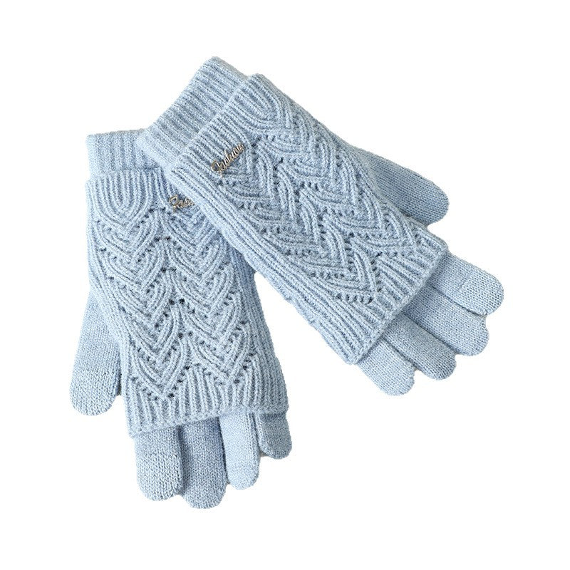 Gants 2-en-1 convertibles en laine acrylique – Écran tactile, femme