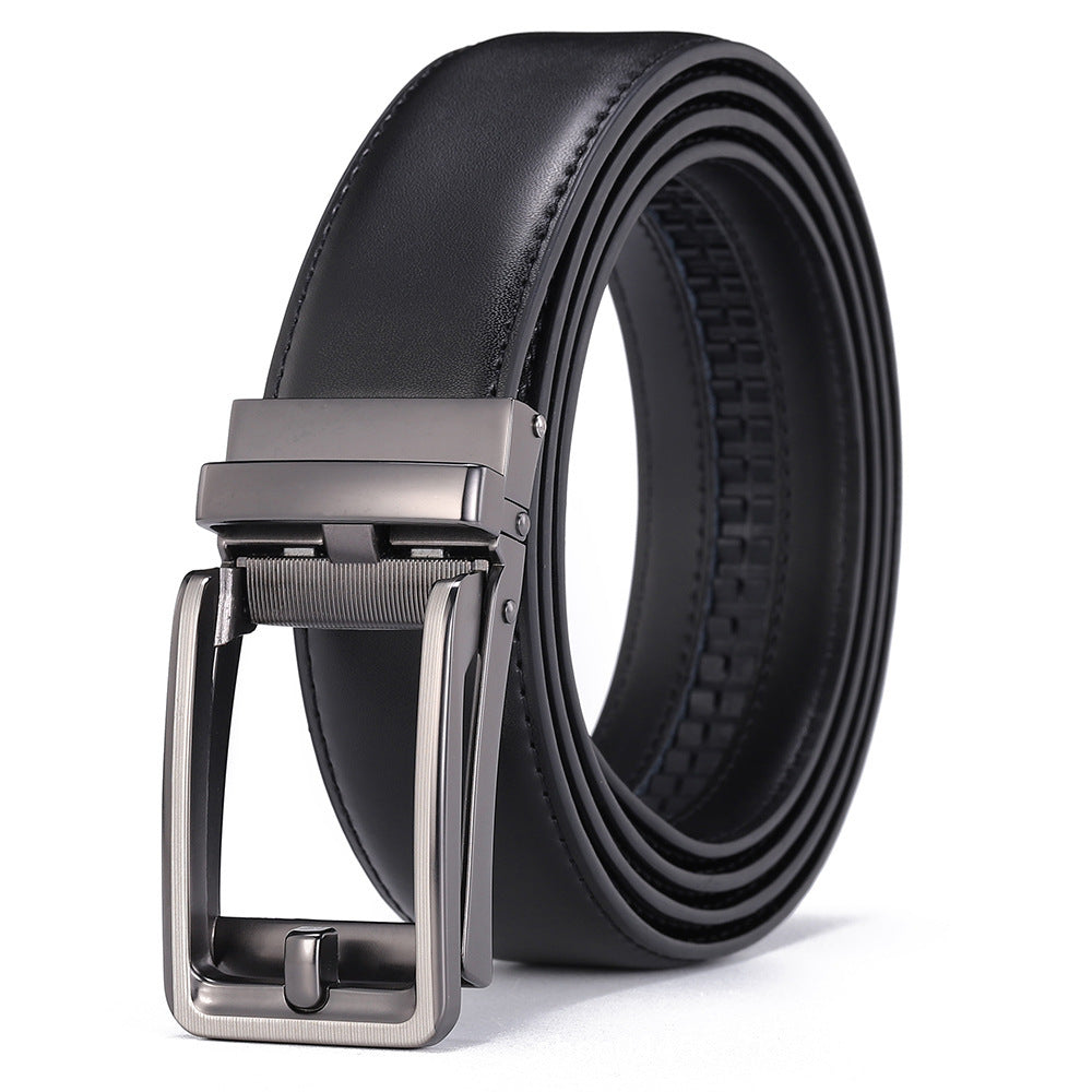 Ceinture homme en cuir à boucle automatique – Motif floral gaufré