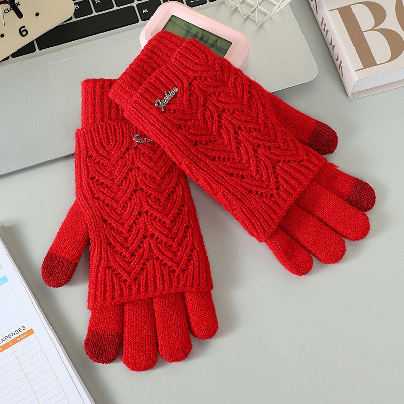 Gants 2-en-1 convertibles en laine acrylique – Écran tactile, femme