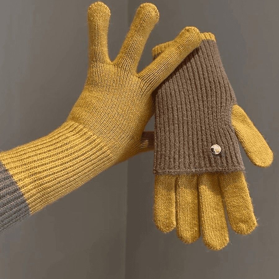Gants 2-en-1 convertibles en laine d'alpaga – Bicolores, écran tactile