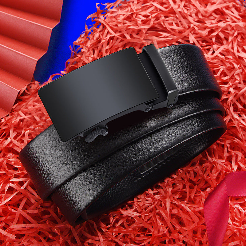 Ceinture homme à boucle automatique en simili cuir – Motif carré