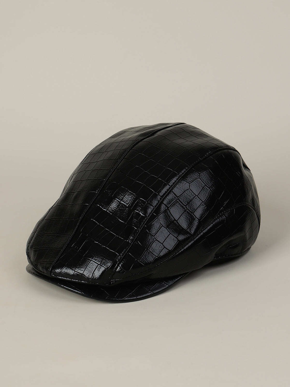 Casquette gavroche en simili cuir – Style rétro