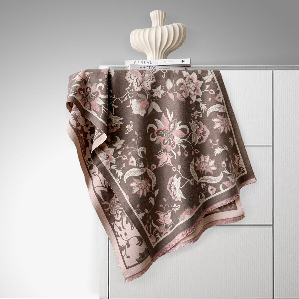 Écharpe double face en imitation cachemire – Motif cœur